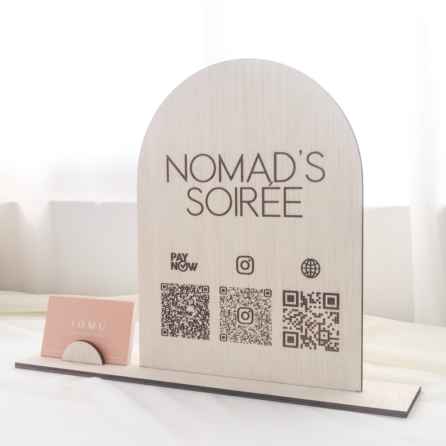 Engraved Business QR Code Signage (for payments & socials) with namecard holder