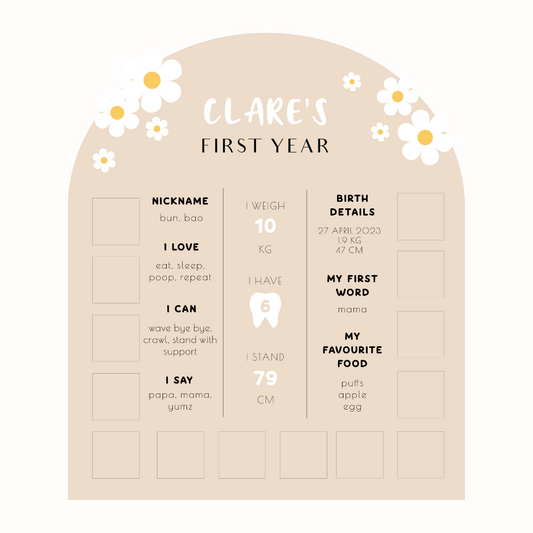 DAISY Personalised Baby Info & Photo Board