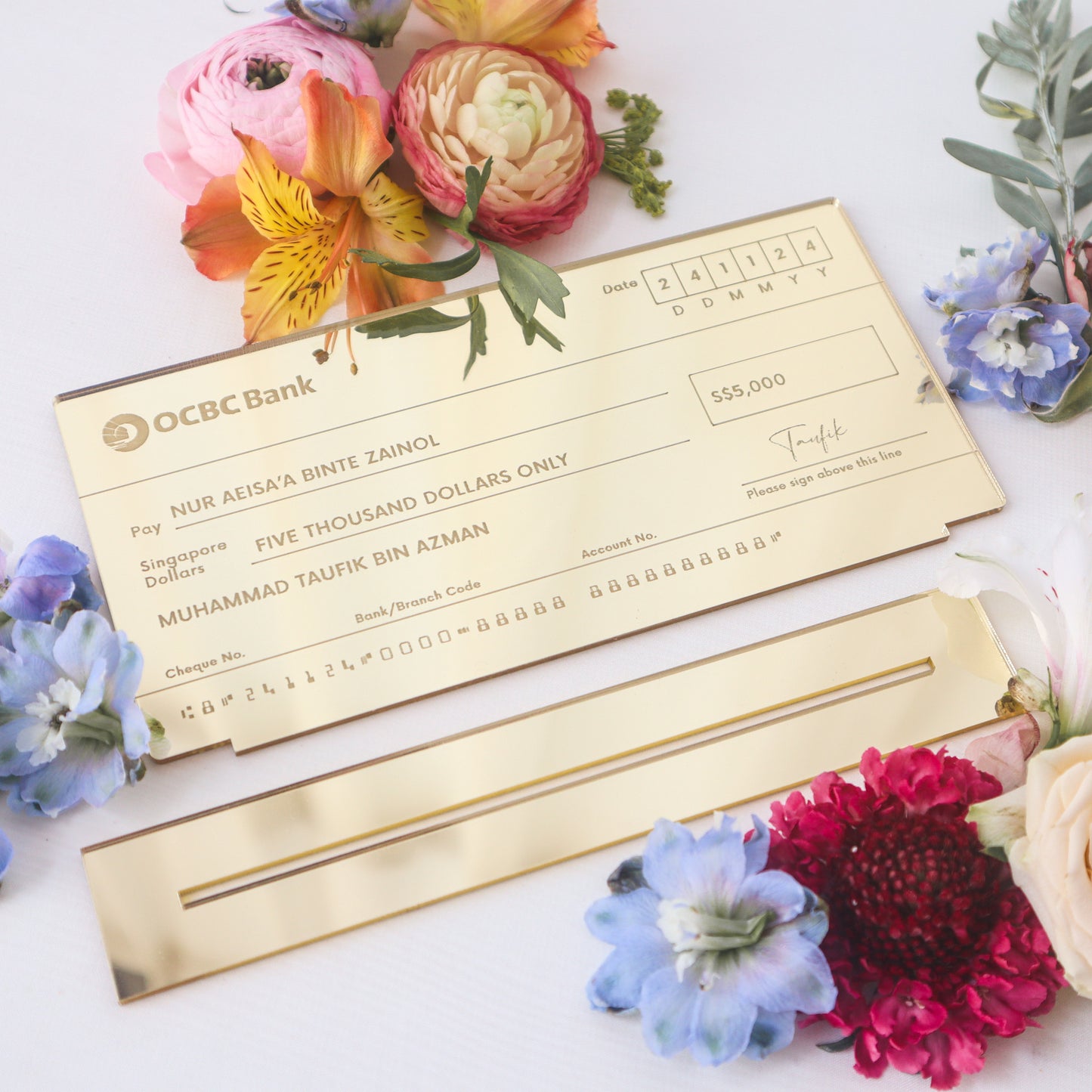 Engraved Mock Cheque for Hantaran