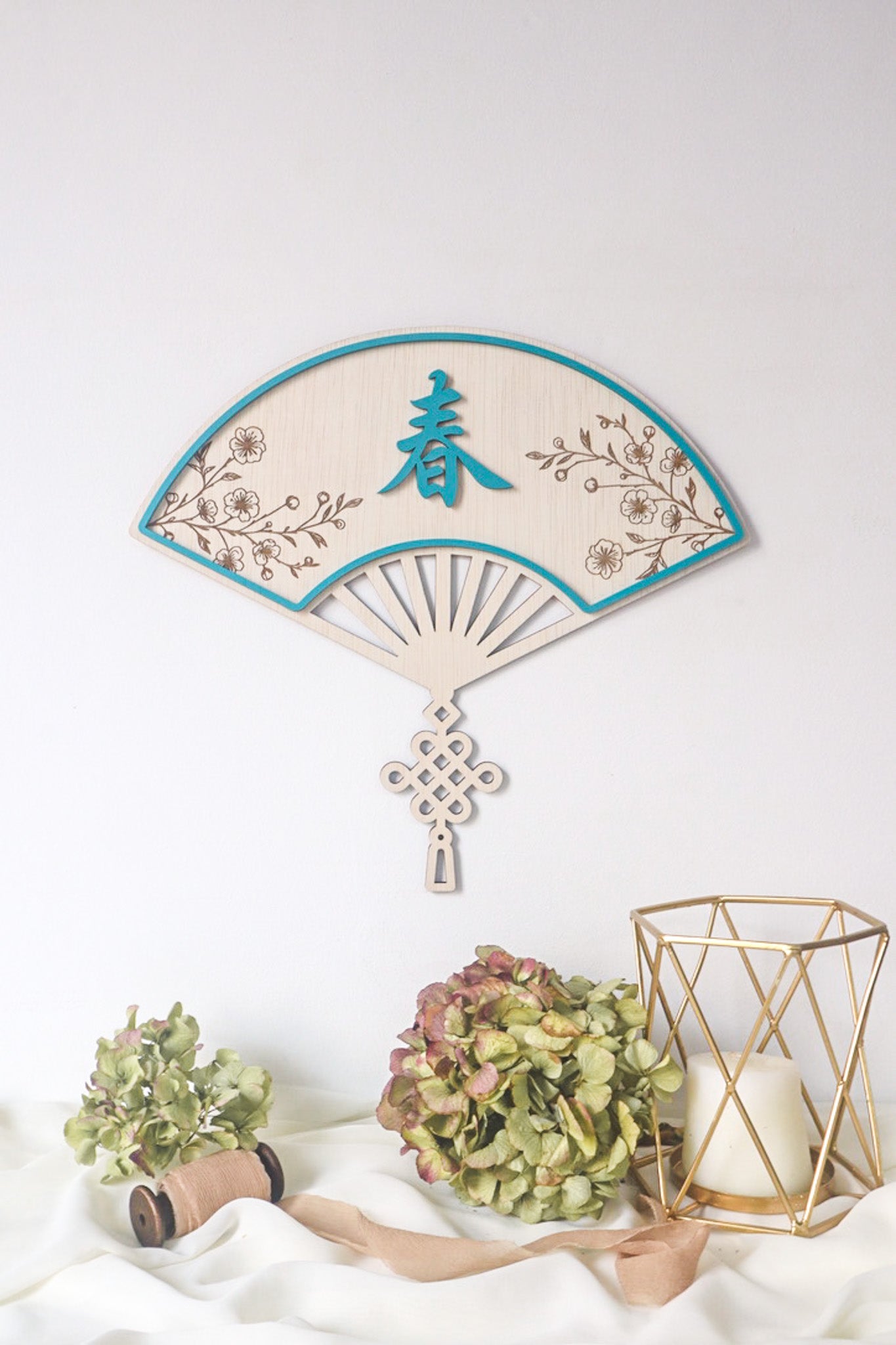 ABUNDANCE Oriental Fan Home Blessing Sign