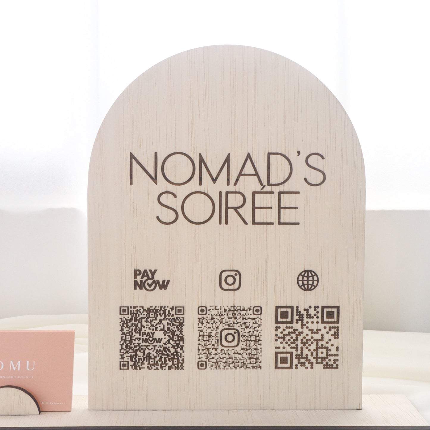 Engraved Business QR Code Signage (for payments & socials) with namecard holder